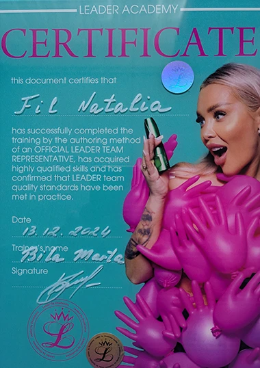 Дипломи та сертифікати спеціаліста Наталії Філь